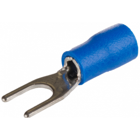 Cosse à fourche en cuivre étamé -fil 1,5 à 2,5mm² - Trou M5 - Ø 5,3mm - Cosse isolée à sertir - 100pces