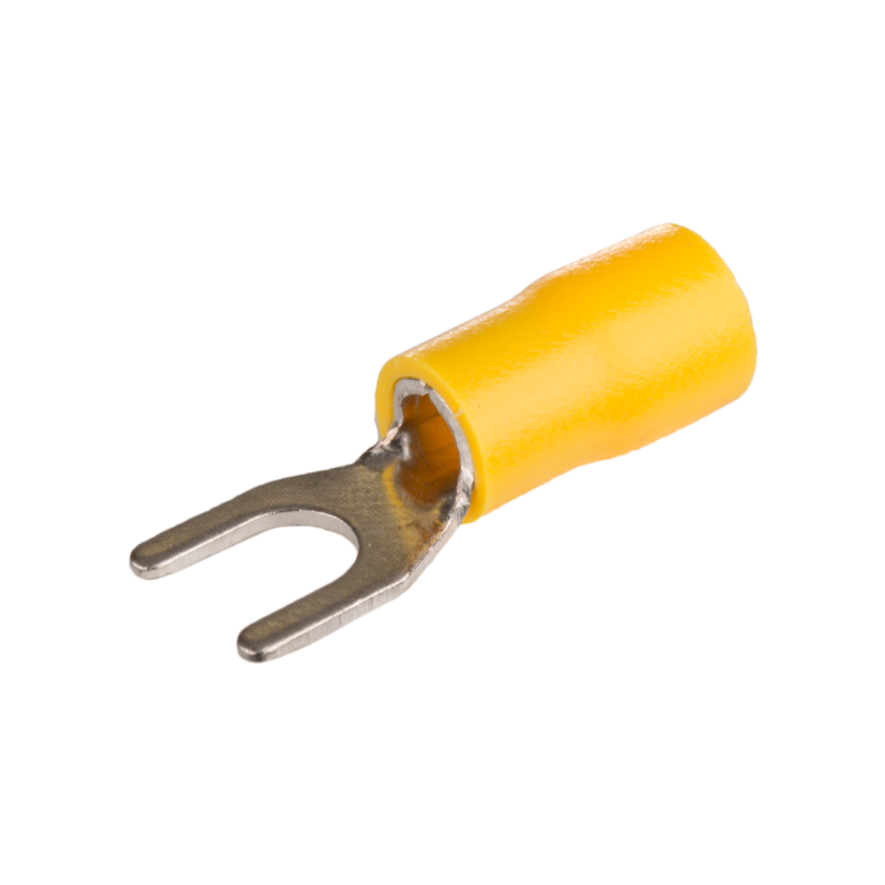 Cosse à fourche en cuivre étamé -fil 4 à 6mm² - Trou M4 - Ø 4,3mm - Cosse isolée à sertir - 100pces