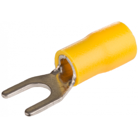 Cosse à fourche en cuivre étamé -fil 4 à 6mm² - Trou M6 - Ø6,5mm - Cosse isolée à sertir - 100pces
