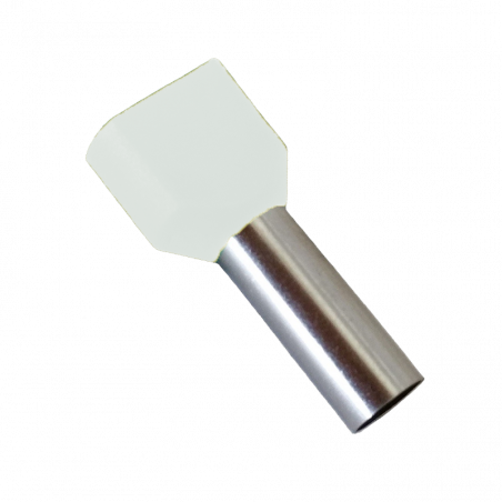 Embouts de câblage DOUBLE pour fil souple 0,5mm² - Blanc - Pré-isolé - Sachet de 100 pces