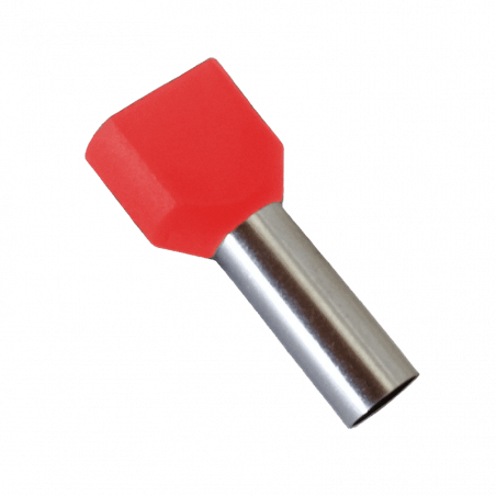 Embouts de câblage DOUBLE pour fil souple 1mm² - Rouge - Pré-isolé - Sachet de 100 pces