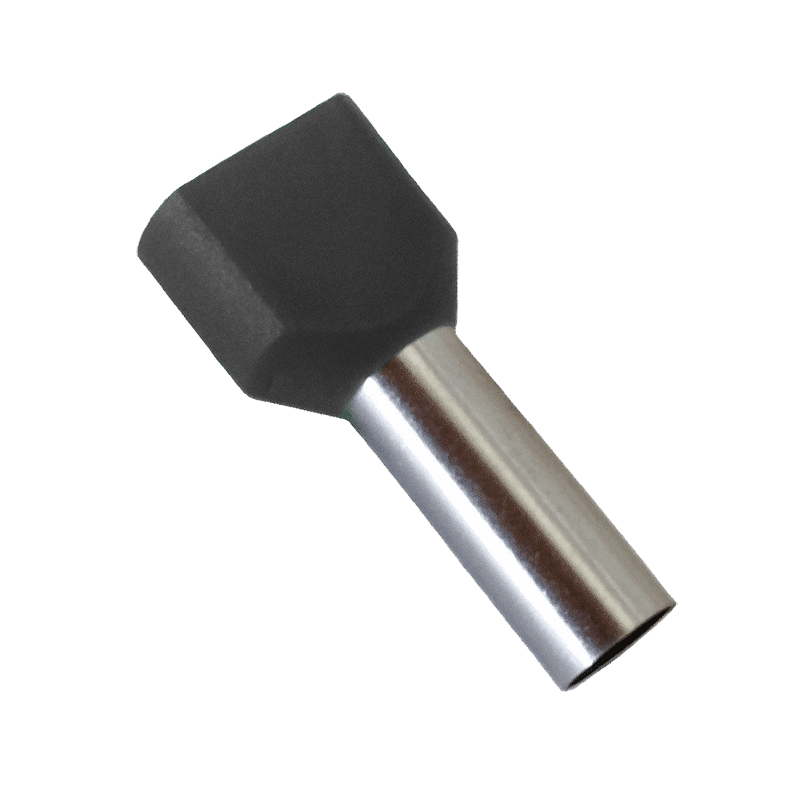 Embouts de câblage DOUBLE pour fil souple 1,5mm² - Noir - Pré-isolé - Sachet de 100 pces