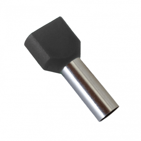 Embouts de câblage DOUBLE pour fil souple 1,5mm² - Noir - Pré-isolé - Sachet de 100 pces
