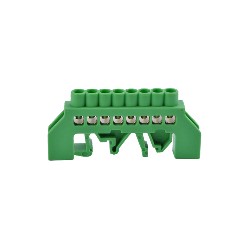 Bornier de terre en laiton isolé 8x10mm² - Fixation sur rail DIN