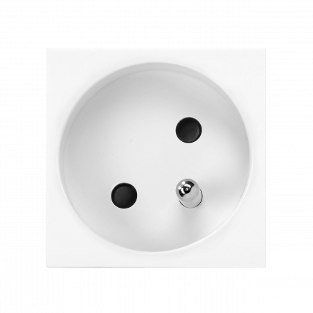 Prise 45x45 pour goulotte - inclinée à 45° - 2P+T 16A 230V - Blanc - Connexion à vis