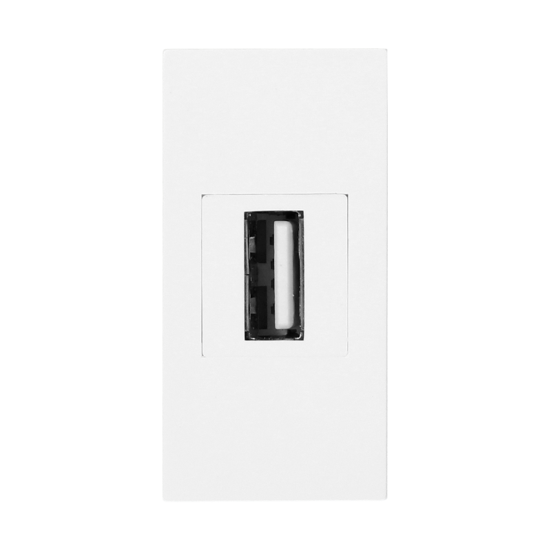 Prise USB Data demi module 45x45 pour goulotte appareillable - Blanc - Connexion à vis