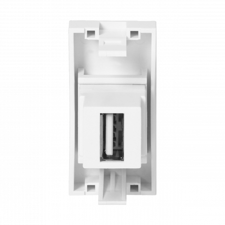 Prise USB Data demi module 45x45 pour goulotte appareillable - Blanc - Connexion à vis