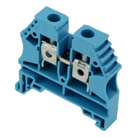 Bloc de jonction 6mm² - Borne ER6 Bleue - 50A Max - Connexion à vis section max 10mm² - Montage sur rail DIN