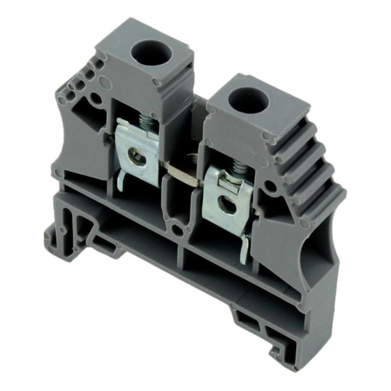 Bloc de jonction 6mm² - Borne ER6 Grise - 50A Max - Connexion à vis section max 10mm² - Montage sur rail DIN