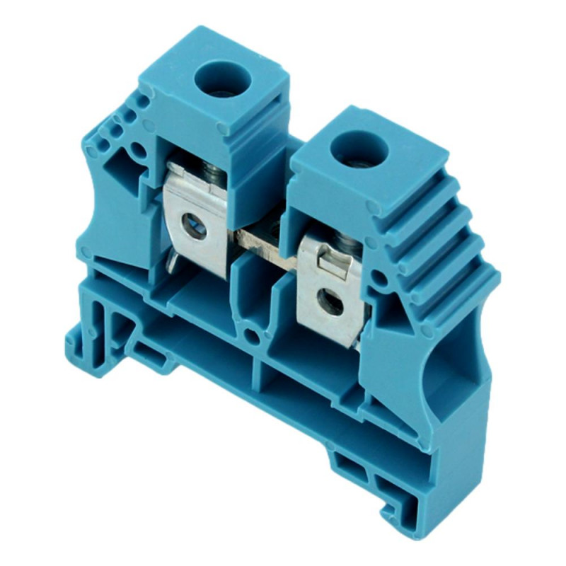 Bloc de jonction 10mm² - Borne ER10 Bleue - 65A Max - Connexion à vis section max 16mm² - Montage sur rail DIN