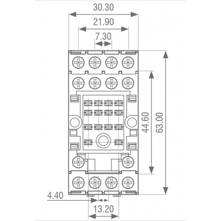 SRNE4C IMO - Embase pour relais de puissance 4P IMO - sans étrier de fixation