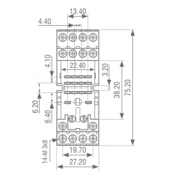 SRNE4D IMO - Embase pour relais de puissance miniature 4P IMO - Avec étrier de fixation