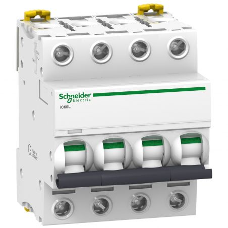 A9F94404 Schneider iC60L disjoncteur tétrapolaire Schneider 4A - 4P - courbe C - 100kA - À vis