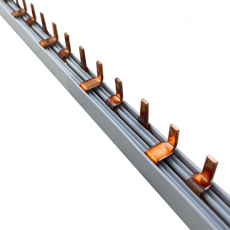 Peigne tripolaire 19x 3 modules - Pas de 18mm - section 10mm² 63A - Longueur 1m