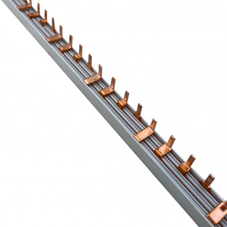 Peigne tétrapolaire 14x 4 modules - Pas de 18mm -  section 16mm² 80A - Longueur 1m