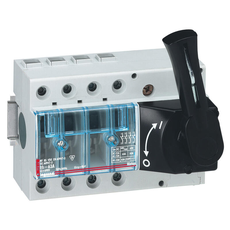 022515 Legrand - Interrupteur sectionneur modulaire 690V - 63A - 4P - poignée noire cadenassable - Vistop