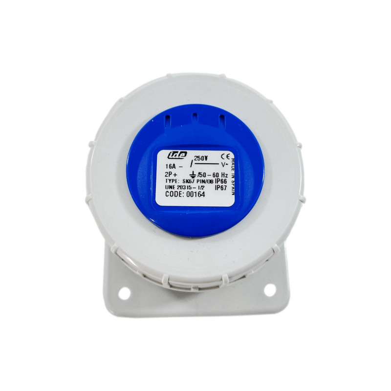 Prise française étanche IP67 raccordement à vis - 2P+T 16A 220V -IDE