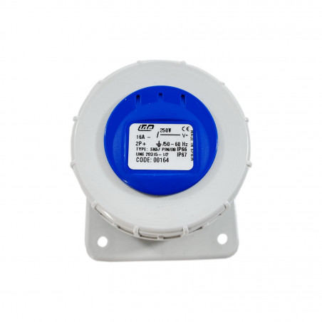 Prise française étanche IP67 raccordement à vis - 2P+T 16A 220V -IDE
