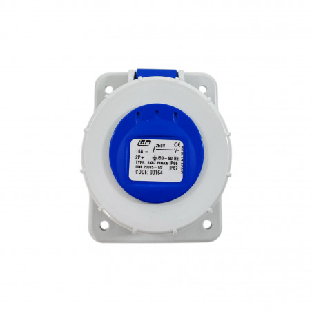 Prise française étanche IP67 raccordement à vis - 2P+T 16A 220V -IDE