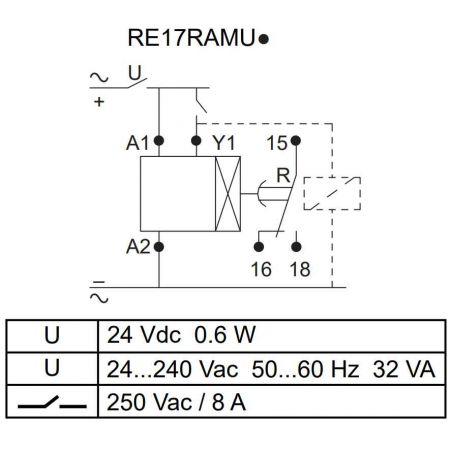 RE17RAMU Schneider - Relais temporisé bifonction - 1OF (inverseur) - 24Vcc 24 à 240Vca - Zelio Time