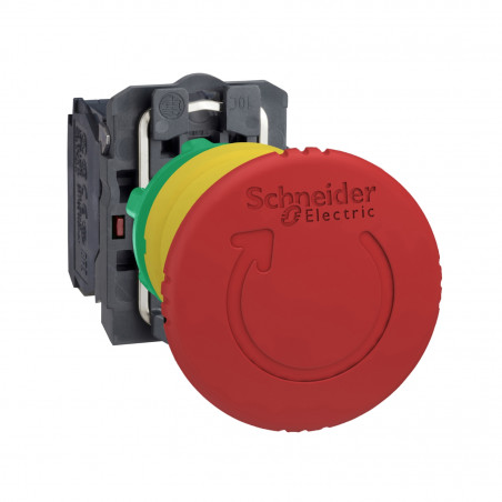 XB5AS8445 Schneider - bouton arrêt urgence - Ø40 - pousser tourner - rouge - 1NO+1NF - vis - Harmony XB5
