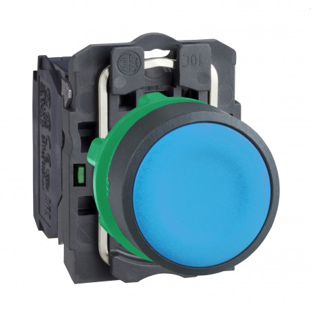 XB5AA61  Schneider bouton poussoir affleurant complet composable - Ø22 - Bleu -1NO - Harmony XB5