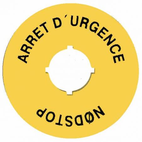 B3760334 IMO Disque jaune d'arrêt d'urgence diam 70mm Etiquette pour bouton diam 22mm toutes marques