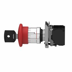 XB4BS9445 Schneider - bouton arrêt urgence - Ø40 - à clé 455 - rouge - 1NO+1NF - vis - Harmony XB4