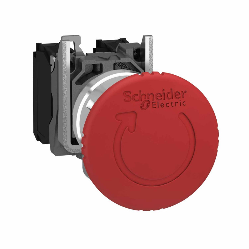 XB4BS8445 Schneider - bouton arrêt urgence - Ø40 - pousser tourner - rouge - 1NO+1NF - à vis - Harmony XB4