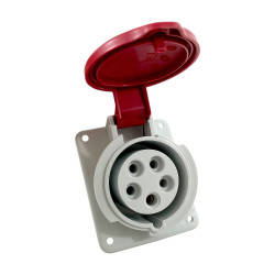 Prise tétrapolaire 16A 3P+N+T - 5 broches - Encastrable sur coffret - Étanche IP44 - IDE