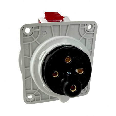 Prise triphasé 32A 3P+T - 4 broches - Encastrable sur coffret - Étanche IP44 - IDE