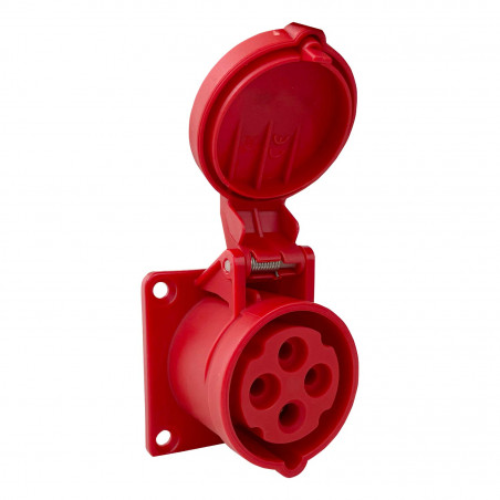 Prise femelle droite triphasé 16A 3P+T 380V - 4 broches - Étanche IP44 - IDE