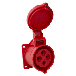 Prise femelle droite triphasé 32A 3P+T 380V - 4 broches - Étanche IP44 - IDE