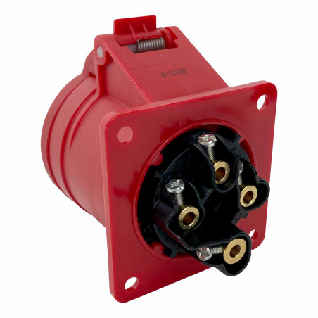 Prise femelle droite triphasé 32A 3P+T 380V - 4 broches - Étanche IP44 - IDE