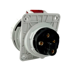 Prise triphasé 16A 3P+T - 4 broches - Encastrable sur coffret - Étanche IP67 - IDE