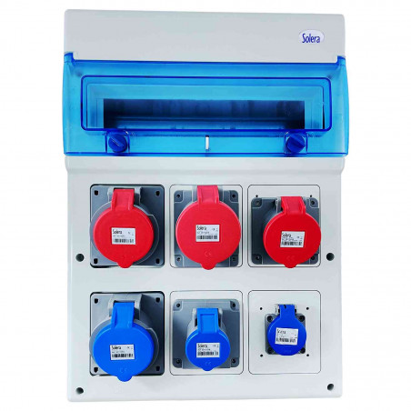 1316PV6 Coffret étanche IP65 pour 6 prises électriques à composer - 16 modules - Solera Indubox