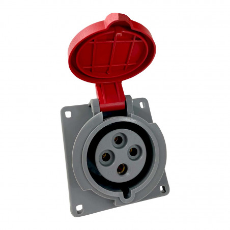 Prise triphasé 380V - 32A 3P+T - Encastrable sur coffret - Étanche IP44 - Solera