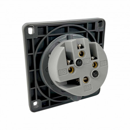 Prise triphasé 380V - 32A 3P+T - Encastrable sur coffret - Étanche IP44 - Solera