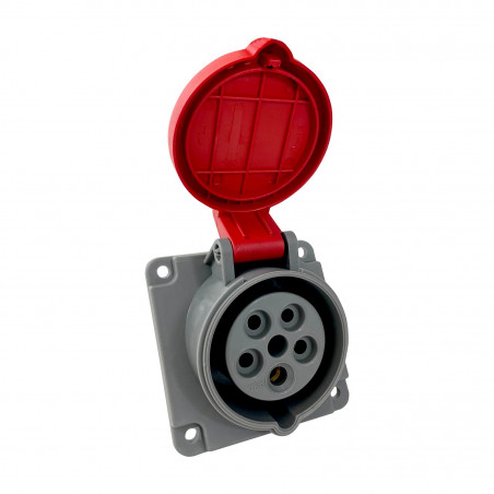 Prise tétrapolaire 380V - 16A 3P+N+T - Encastrable sur coffret - Étanche IP44 - Solera