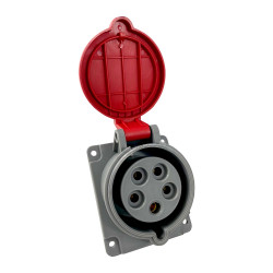 Prise tétrapolaire 380V - 32A 3P+N+T - Encastrable sur coffret - Étanche IP44 - Solera