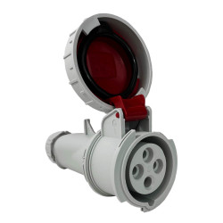 Fiche femelle triphasé 16A 3P+T 380V - 4 broches - Étanche IP67 - IDE