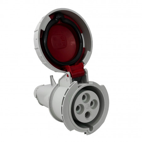 Fiche femelle triphasé 32A 3P+T 380V - 4 broches - Étanche IP67 - IDE
