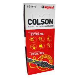 Legrand 031916 -  Collier Colson noir - Largeur 9mm et longueur 262mm - protégé des UV - denture extérieure
