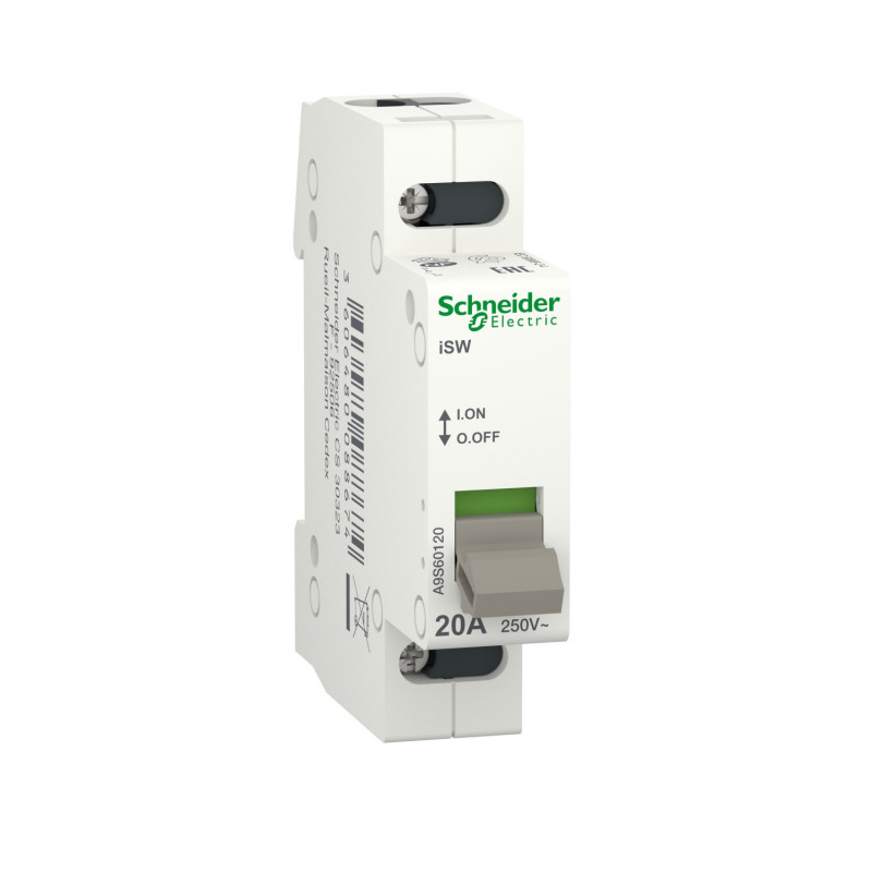 A9S60120 Schneider - Interrupteur modulaire ON/OFF - 1P - 20A - 250Vca - Acti 9 ISW