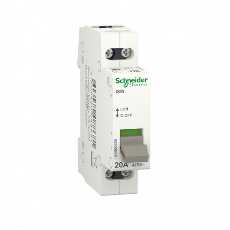 A9S60220 Schneider - Interrupteur modulaire ON/OFF - 2P - 20A - 415Vca - Acti 9 ISW