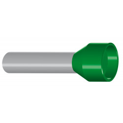 Embout de câblage isolé pour fil souple section 6mm² - vert - collerette isolante - Sachet de 100 pièces