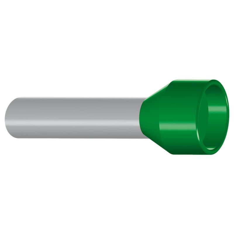Embout de câblage isolé pour fil souple section 6mm² - vert - collerette isolante - Sachet de 100 pièces