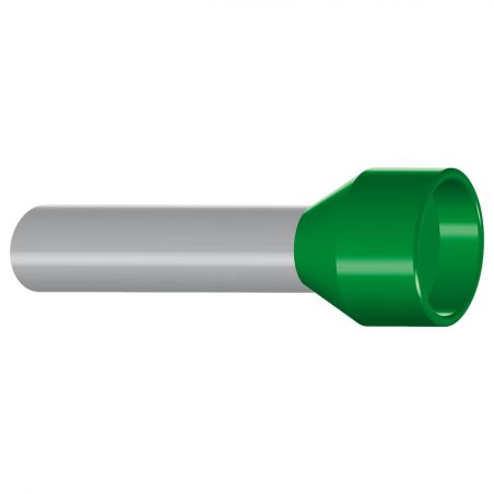 Embout de câblage isolé pour fil souple section 6mm² - vert - collerette isolante - Sachet de 100 pièces