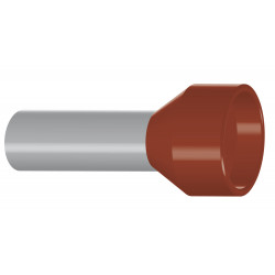 Embout de câblage isolé pour fil souple section 10mm² - brun - collerette isolante - Sachet de 100 pièces