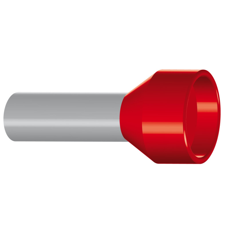 Embout de câblage isolé pour fil souple section 35mm² - rouge - collerette isolante - Sachet de 50 pièces